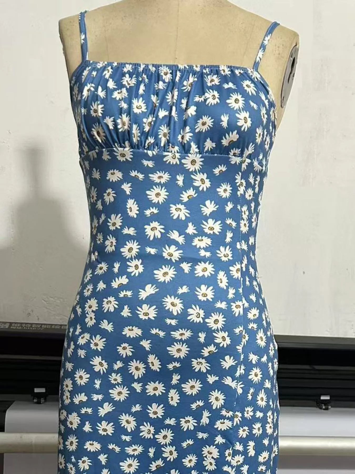 Spaghetti-Strap Slit Midi Dress detail view 05 - Vellaya Lane