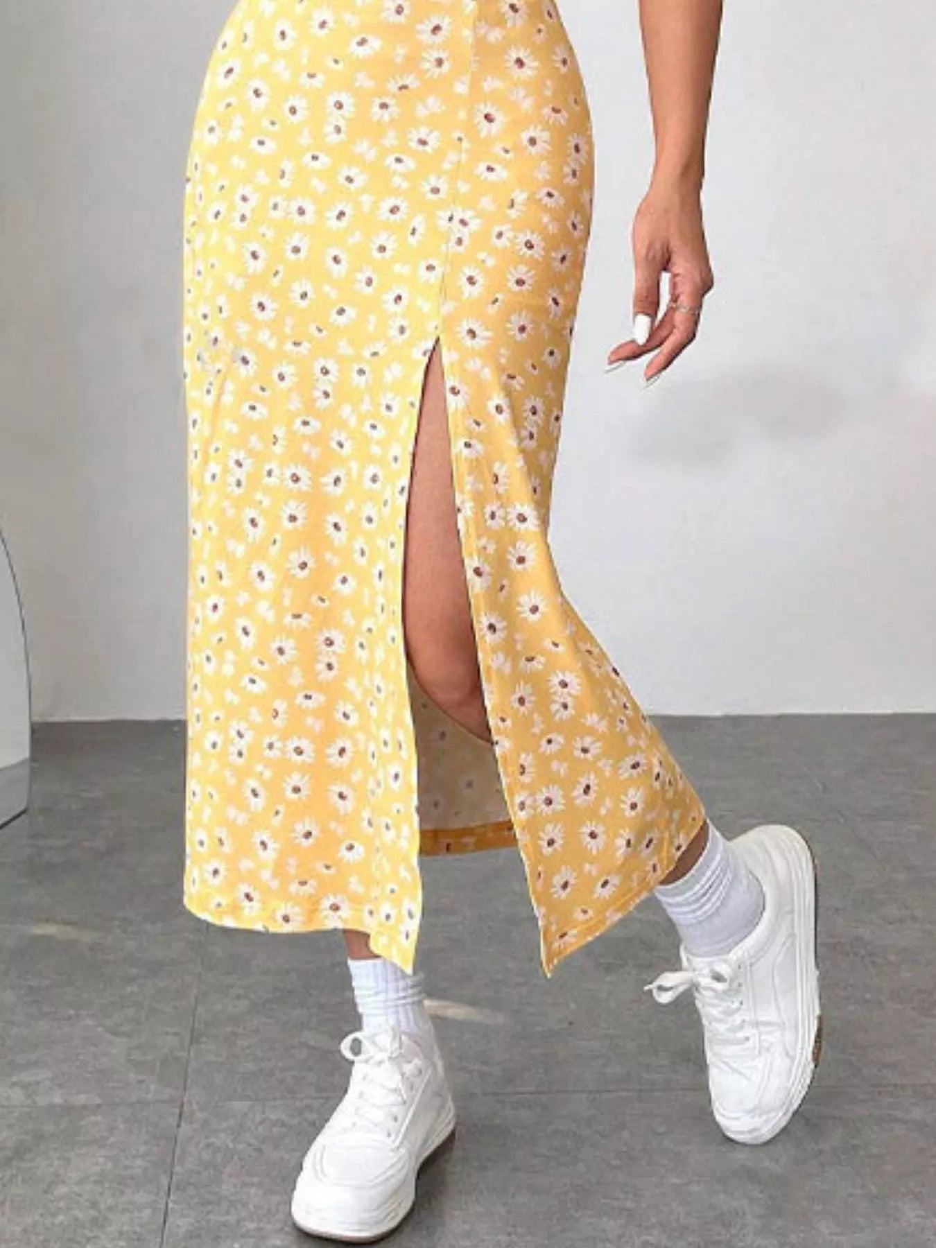 Spaghetti-Strap Slit Midi Dress detail view 18 - Vellaya Lane