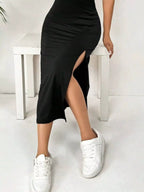 Spaghetti-Strap Slit Midi Dress detail view 21 - Vellaya Lane