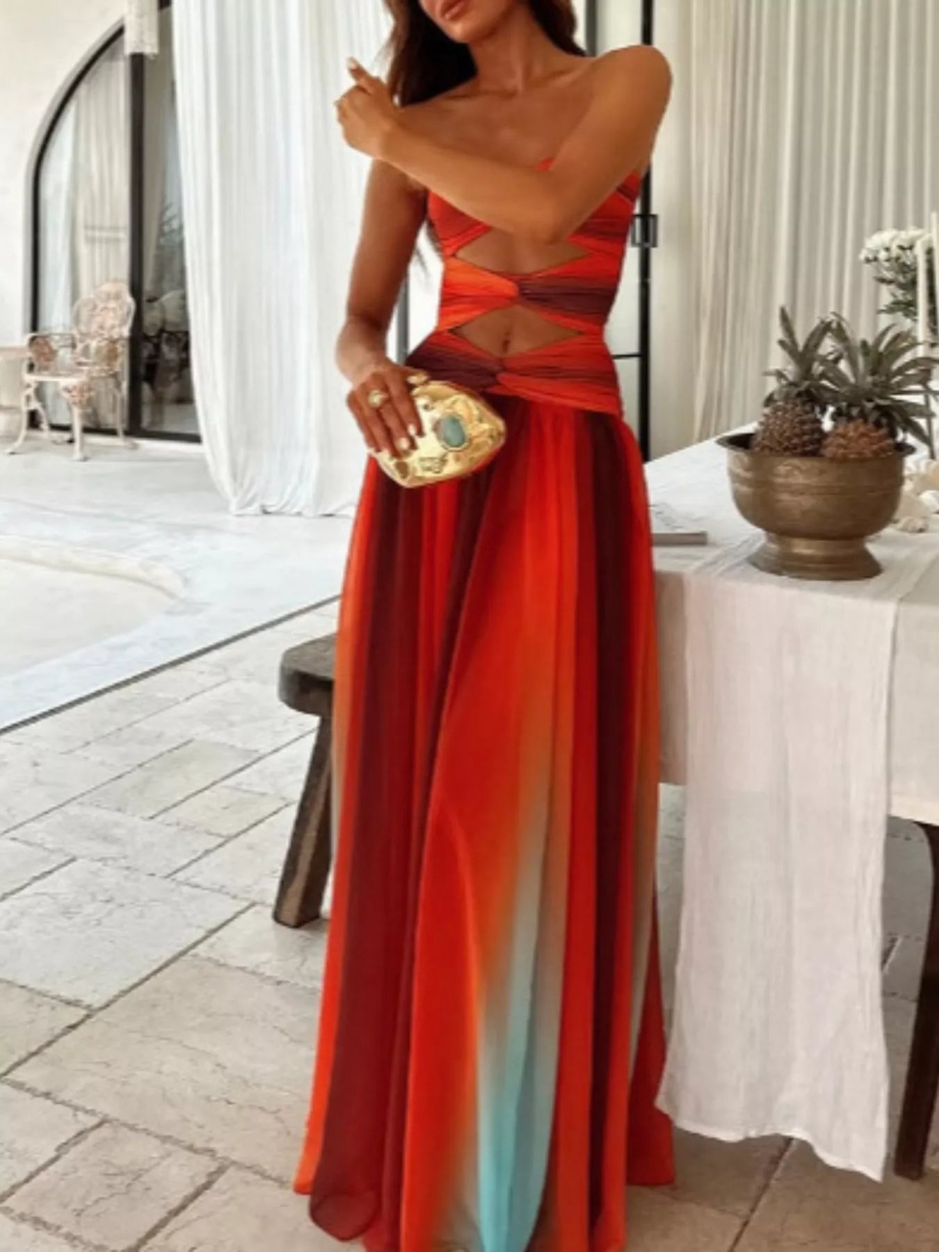 Strapless Cutout Maxi Dress detail view 02 - Vellaya Lane