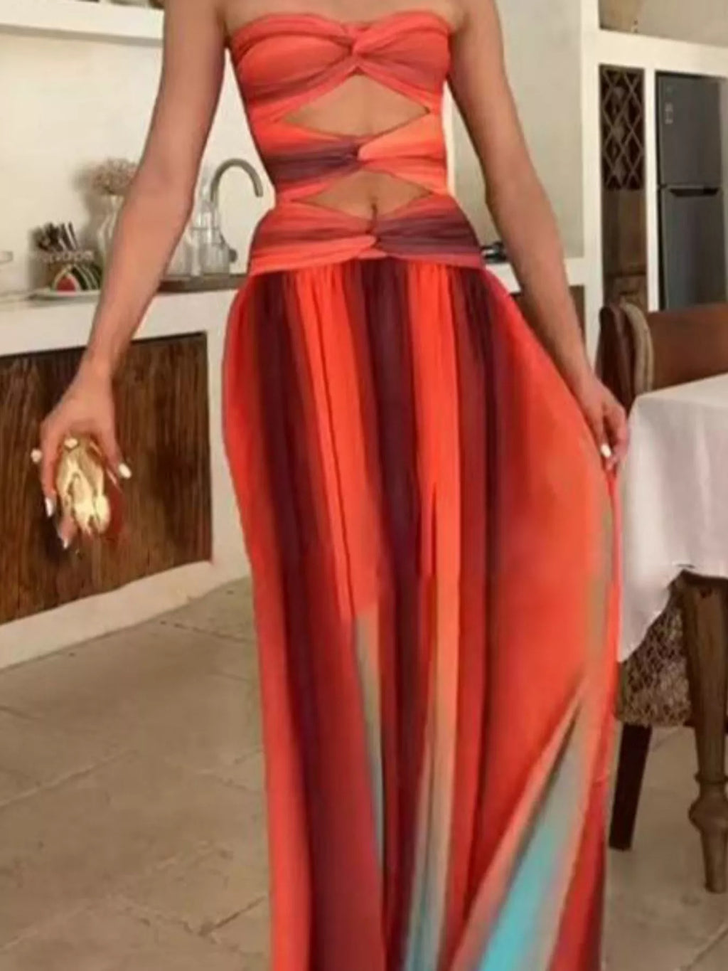Strapless Cutout Maxi Dress detail view 04 - Vellaya Lane