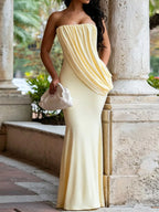 Strapless Draped Maxi Dress - Vellaya Lane