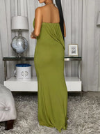 Strapless Draped Maxi Dress detail view 07 - Vellaya Lane