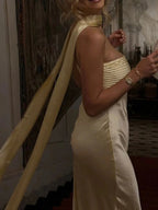 Strapless Mermaid Maxi Dress detail view 21 - Vellaya Lane