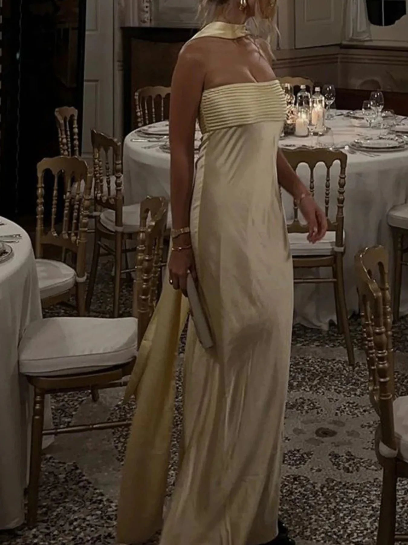Strapless Mermaid Maxi Dress detail view 22 - Vellaya Lane