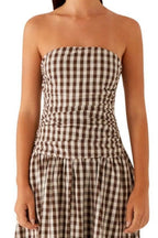 Strapless Ruched Maxi Dress detail view 02 - Vellaya Lane