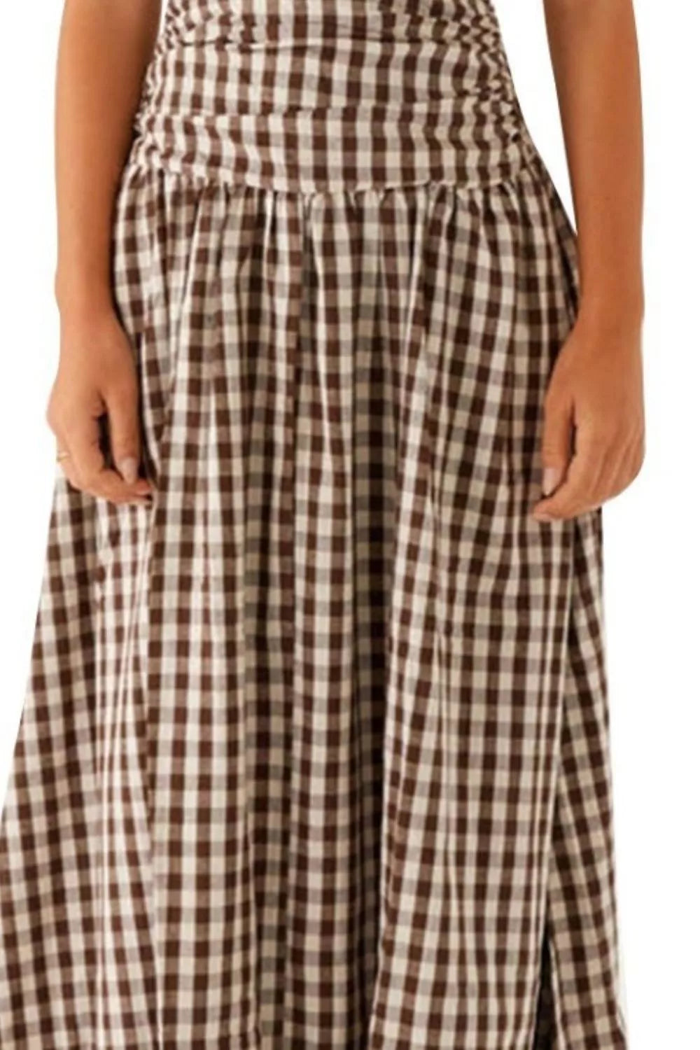 Strapless Ruched Maxi Dress detail view 03 - Vellaya Lane