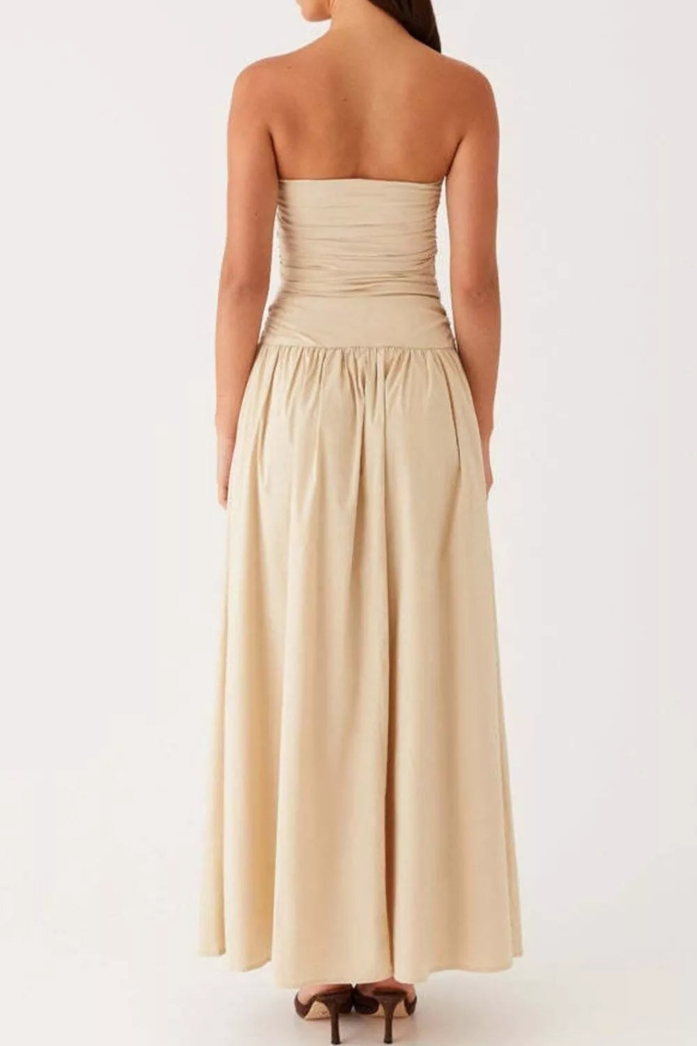 Strapless Ruched Maxi Dress detail view 05 - Vellaya Lane