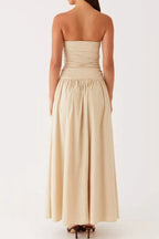 Strapless Ruched Maxi Dress detail view 05 - Vellaya Lane