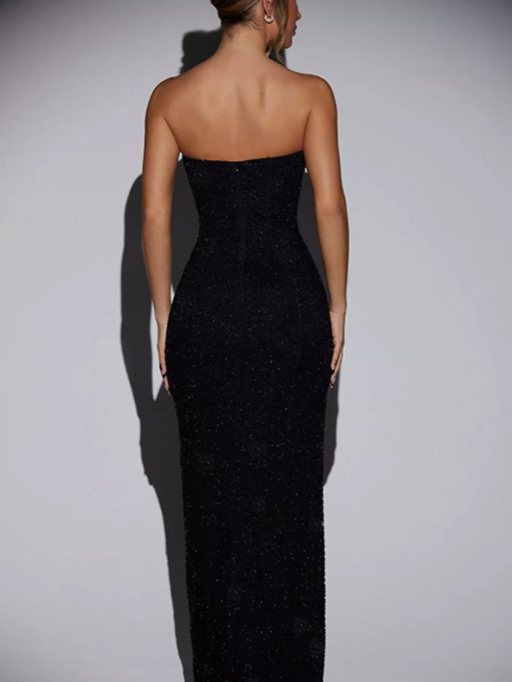 Strapless Slit Maxi Dress detail view 13 - Vellaya Lane