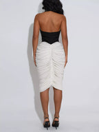 Two-Tone Sleeveless Ruched Midi Dress detail view 02 - Vellaya Lane