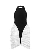 Two-Tone Sleeveless Ruched Midi Dress detail view 05 - Vellaya Lane