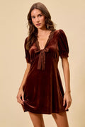 Women's Velvet Short-Sleeve Mini Dress