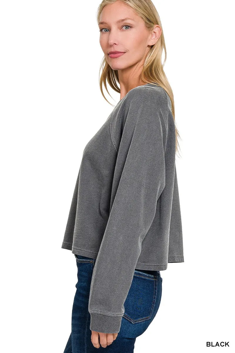Women's Washed French Terry Pullover and Pants Set