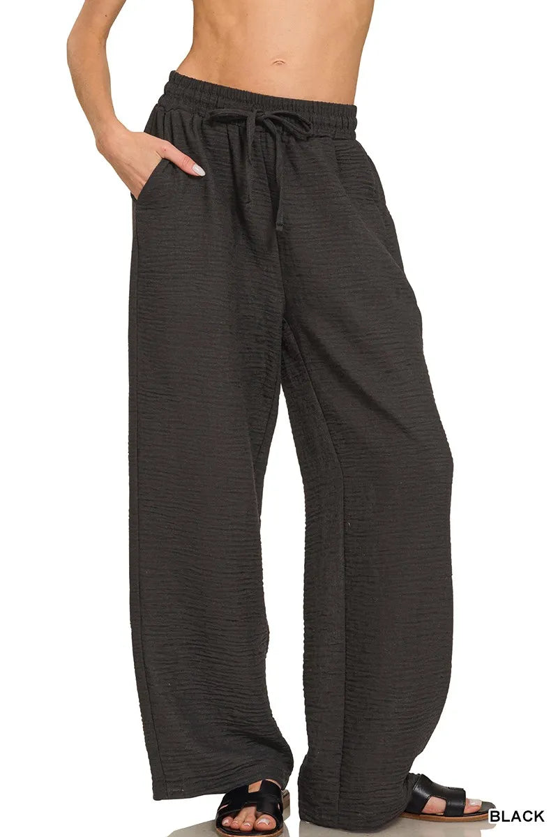 Women's Woven Crepe Drawstring Pants